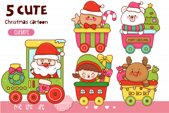 Christmas Train Kawaii Clipart: A Versatile Digital Asset for Creative Projects
