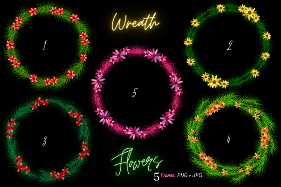 Floral Wreath Flowers Frame Border Sublimation for Creative Projects