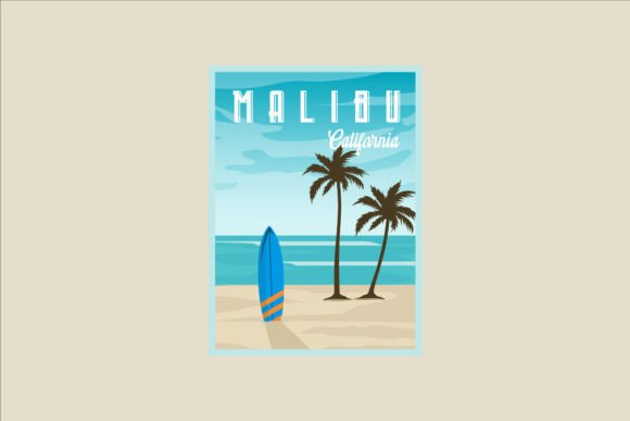 Malibu California Beach Vector Poster: A Versatile Graphic Design Asset