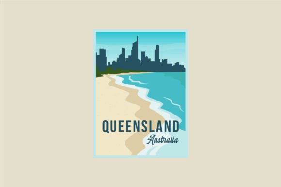 Queensland Beach Poster Vector Design