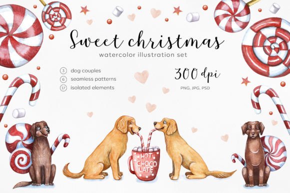 Watercolor Sweet Christmas Illustrations