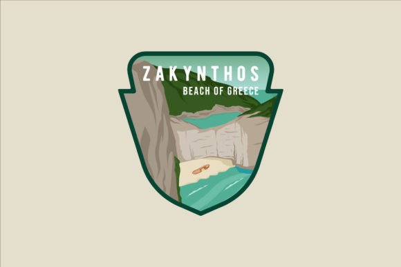 Zakynthos Beach Emblem Vector Design: A Modern Graphic Asset for Travel and Tourism